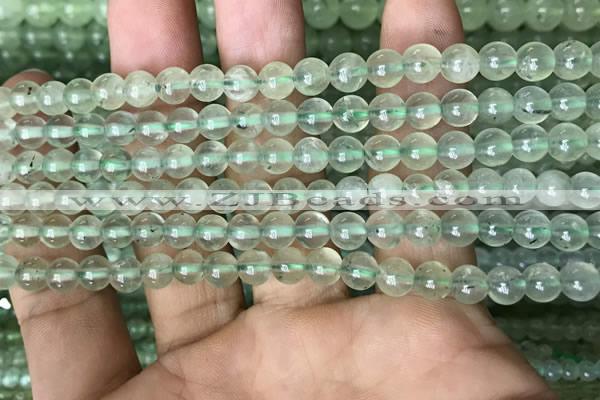 CRU811 15.5 inches 6mm round green rutilated quartz beads