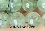 CRU814 15.5 inches 12mm round green rutilated quartz beads