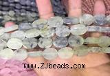 CRU818 15.5 inches 12*16mm oval matte green rutilated quartz beads