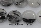 CRU82 15.5 inches 20mm flat round black rutilated quartz beads