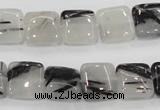 CRU85 15.5 inches 12*12mm square black rutilated quartz beads