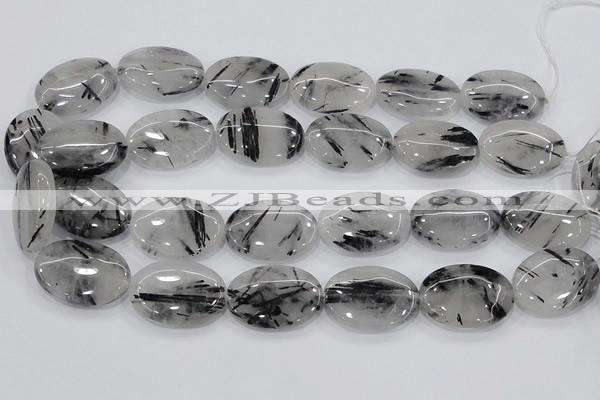 CRU89 15.5 inches 22*30mm oval black rutilated quartz beads wholesale