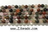 CRU912 15.5 inches 8mm faceted round mixed rutilated quartz beads