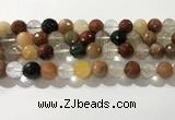 CRU914 15.5 inches 11mm faceted round mixed rutilated quartz beads