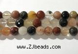 CRU916 15.5 inches 14mm faceted round mixed rutilated quartz beads