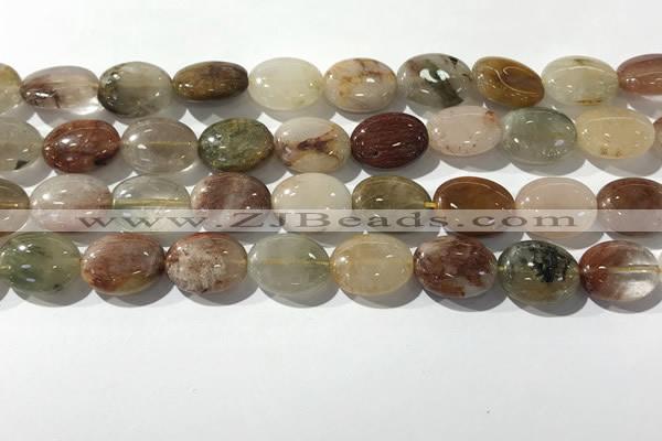 CRU922 15.5 inches 12*16mm oval mixed rutilated quartz beads wholesale