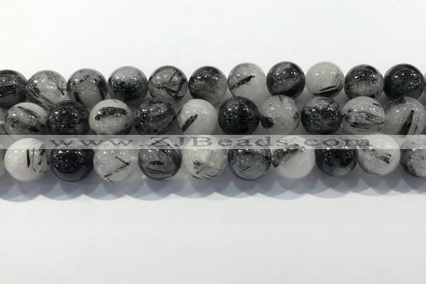 CRU933 15.5 inches 16mm round black rutilated quartz beads wholesale