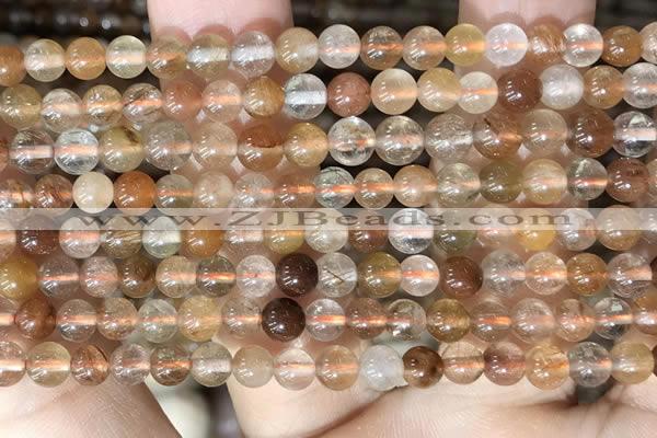 CRU943 15.5 inches 5mm round mixed rutilated quartz beads