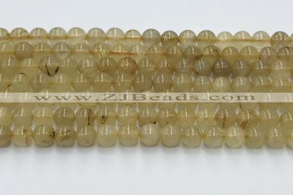 CRU951 15.5 inches 7mm round golden rutilated quartz beads