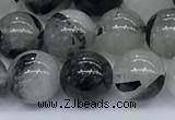 CRU955 15.5 inches 8mm round black rutilated quartz beads