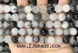 CRU963 15.5 inches 10mm round black rutilated quartz beads
