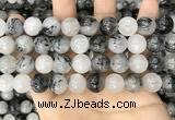 CRU964 15.5 inches 12mm round black rutilated quartz beads