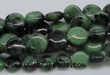 CRZ10 15.5 inches 10mm flat round ruby zoisite gemstone beads