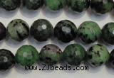 CRZ108 15.5 inches 12mm faceted round ruby zoisite gemstone beads