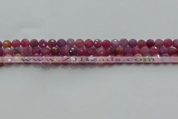 CRZ1122 15.5 inches 6mm faceted round natural ruby gemstone beads