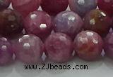 CRZ1125 15.5 inches 9mm faceted round natural ruby gemstone beads