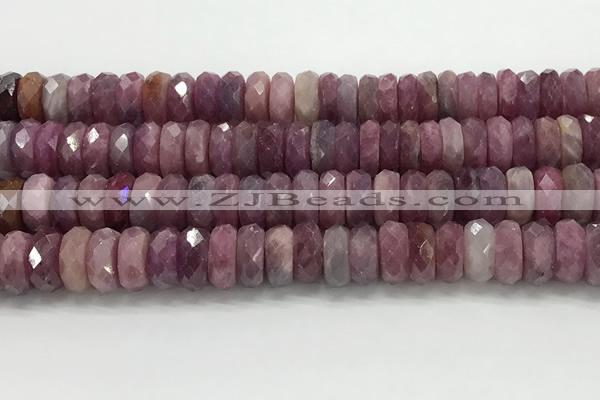 CRZ1155 15.5 inches 5*12mm faceted rondelle natural ruby beads