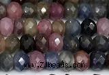 CRZ1176 15 inches 4*6mm faceted rondelle ruby sapphire beads