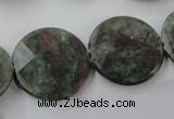 CRZ218 15.5 inches 25mm faceted coin ruby zoisite gemstone beads