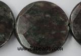 CRZ220 15.5 inches 35mm faceted coin ruby zoisite gemstone beads
