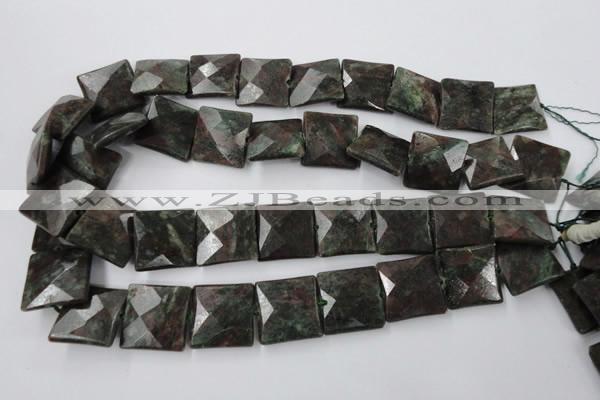 CRZ237 15.5 inches 20*20mm faceted square ruby zoisite gemstone beads