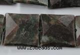 CRZ238 15.5 inches 25*25mm faceted square ruby zoisite gemstone beads