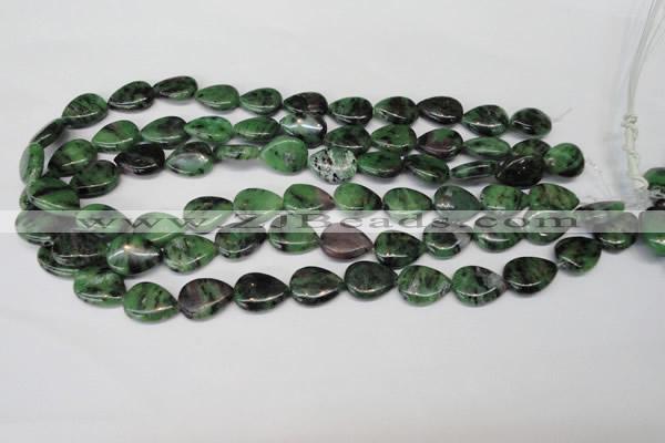 CRZ40 15.5 inches 13*18mm flat teardrop ruby zoisite gemstone beads