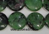 CRZ474 15.5 inches 20mm flat round ruby zoisite gemstone beads