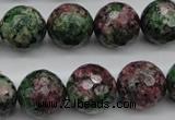 CRZ553 15.5 inches 15mm faceted round Chinese ruby zoisite beads