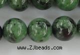 CRZ725 15.5 inches 14mm round ruby zoisite gemstone beads