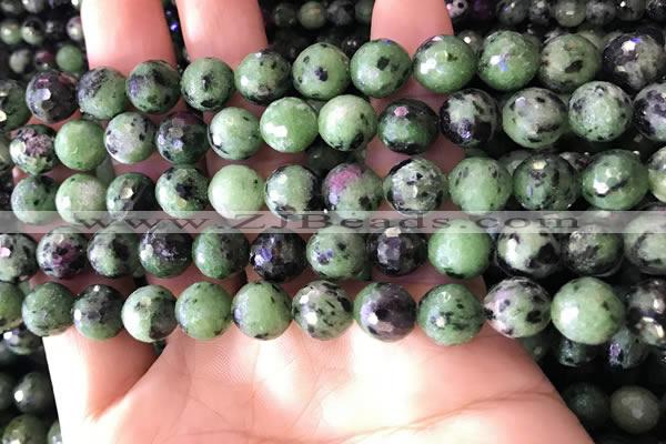 CRZ782 15.5 inches 8mm faceted round ruby zoisite beads wholesale