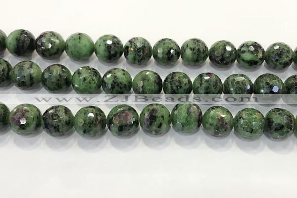 CRZ790 15.5 inches 16mm faceted round ruby zoisite gemstone beads