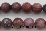 CRZ852 15.5 inches 8mm faceted round natural ruby gemstone beads