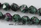 CRZ903 15.5 inches 10mm faceted nuggets Chinese ruby zoisite beads