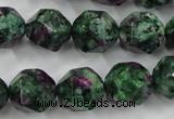 CRZ905 15.5 inches 14mm faceted nuggets Chinese ruby zoisite beads