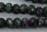 CRZ913 15.5 inches 10*14mm faceted rondelle Chinese ruby zoisite beads