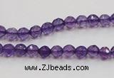 CSA12 15.5 inches 4mm faceted round synthetic amethyst beads