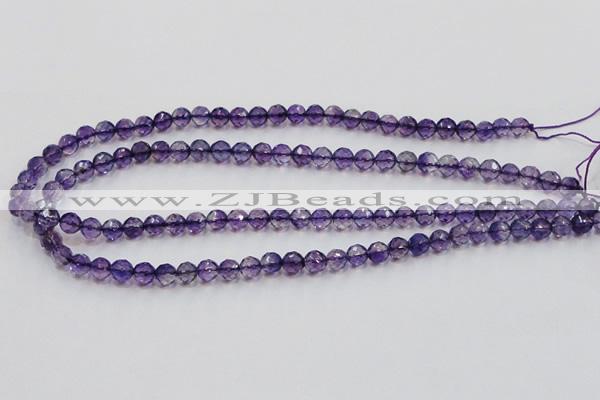 CSA15 15.5 inches 7mm faceted round synthetic amethyst beads