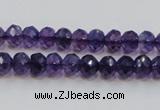 CSA20 15.5 inches 6*8mm faceted rondelle synthetic amethyst beads