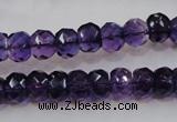 CSA21 15.5 inches 6*10mm faceted rondelle synthetic amethyst beads