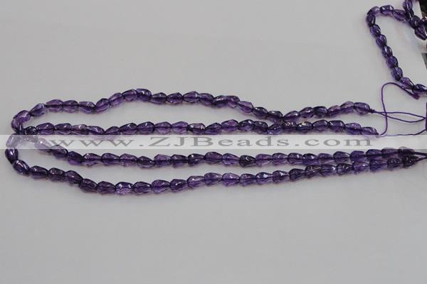 CSA24 15.5 inches 6*8mm faceted teardrop synthetic amethyst beads