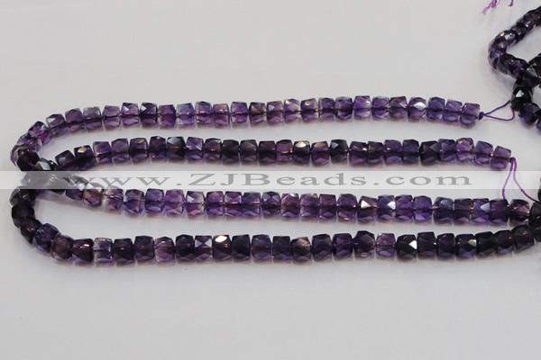 CSA26 15.5 inches 7*10mm faceted column synthetic amethyst beads