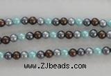 CSB1000 15.5 inches 4mm round mixed color shell pearl beads