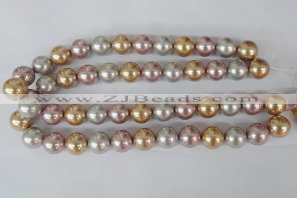 CSB103 15.5 inches 16mm round mixed color shell pearl beads