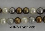 CSB1032 15.5 inches 8mm round mixed color shell pearl beads