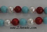 CSB1033 15.5 inches 8mm round mixed color shell pearl beads