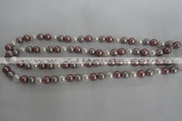 CSB1036 15.5 inches 8mm round mixed color shell pearl beads