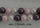 CSB1037 15.5 inches 8mm round mixed color shell pearl beads