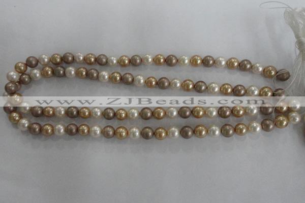 CSB1040 15.5 inches 8mm round mixed color shell pearl beads