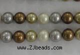 CSB1041 15.5 inches 8mm round mixed color shell pearl beads